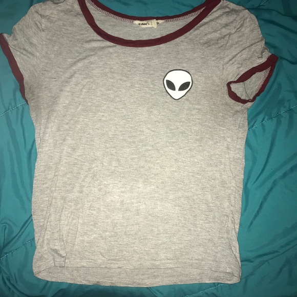Gray Alien Ringer Tee - Picture 1 of 5